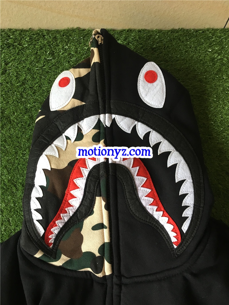 Bape Shark Hoodies Camo Black